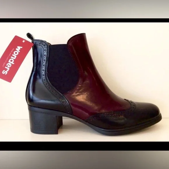 REDUCED!! Wonders black/burgundy leather ankle boots! Made in Spain 🇪🇸 6.5/7 - Picture 12 of 16